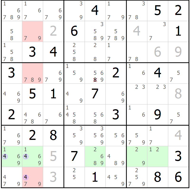 Position des candidats pour la solution de la Gr 53 page 56 du magazine de sudoku Suprême n° 024