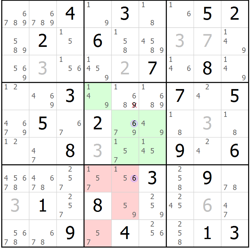 Position des candidats pour la solution de la Gr 54 page 57 du magazine de sudoku Suprême n° 024