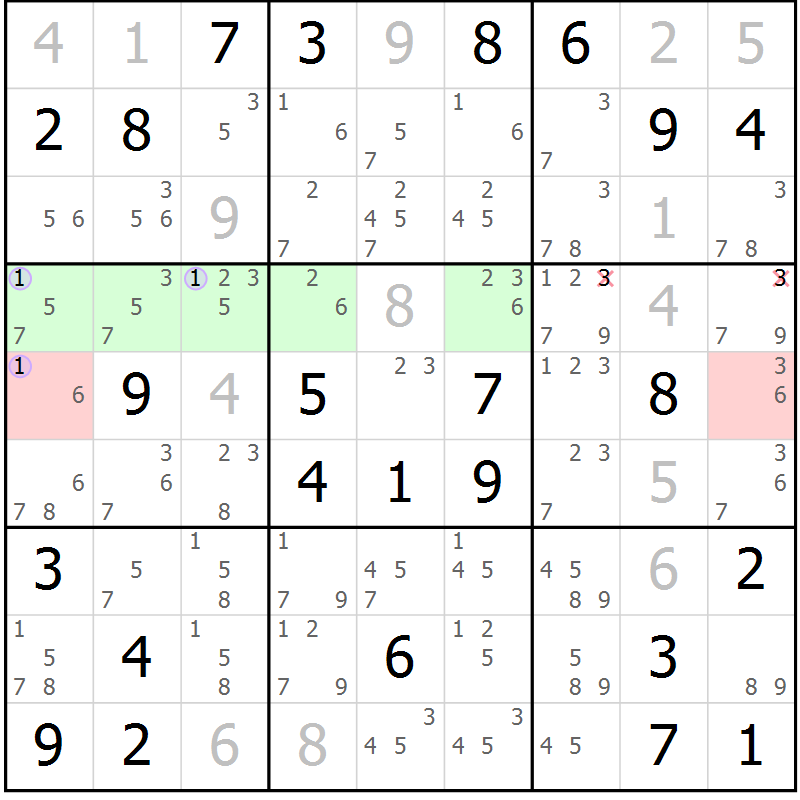 Position des candidats pour la solution de la Gr 55 page 58 du magazine de sudoku Suprême n° 024