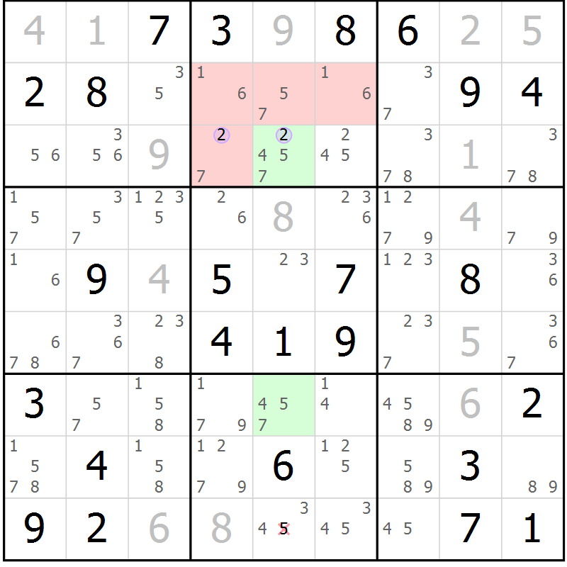 Position des candidats pour la solution de la Gr 55 page 58 du magazine de sudoku Suprême n° 024