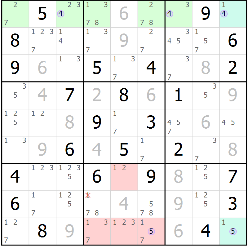 Position des candidats pour la solution de la Gr 56 page 59 du magazine de sudoku Suprême n° 024