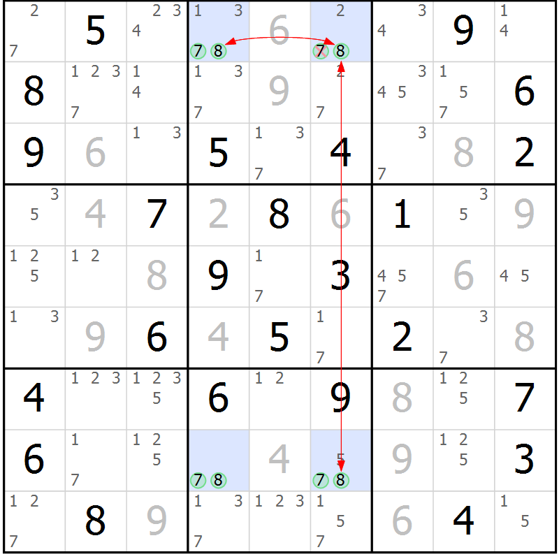 Position des candidats pour la solution de la Gr 56 page 59 du magazine de sudoku Suprême n° 024