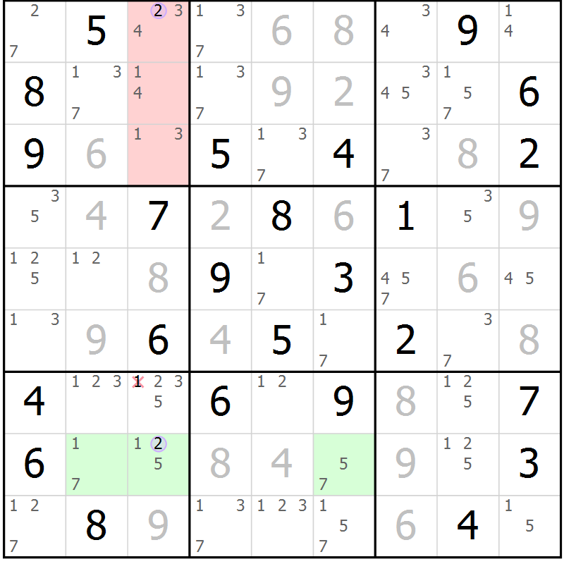 Position des candidats pour la solution de la Gr 56 page 59 du magazine de sudoku Suprême n° 024