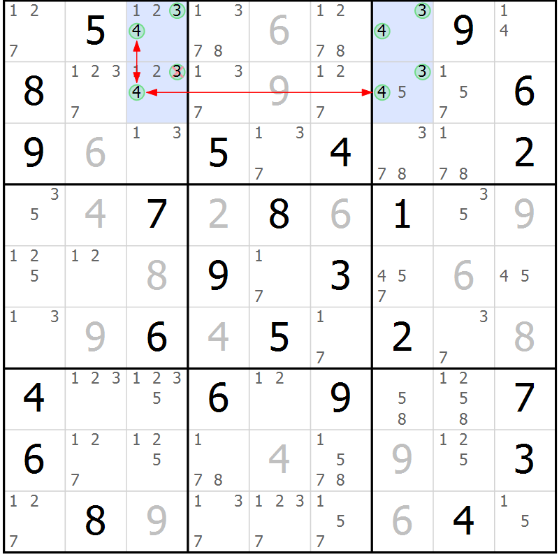 Position des candidats pour la solution de la Gr 56 page 59 du magazine de sudoku Suprême n° 024
