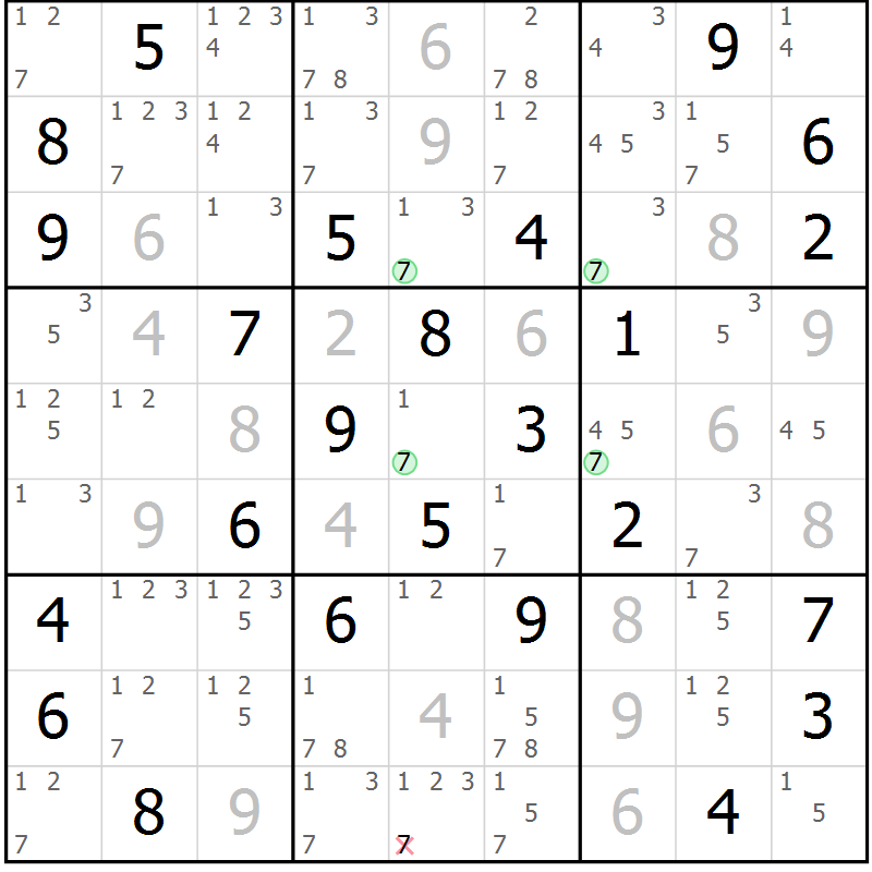 Position des candidats pour la solution de la Gr 56 page 59 du magazine de sudoku Suprême n° 024