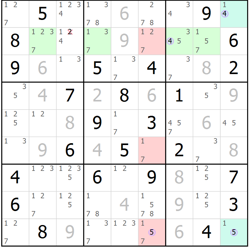 Position des candidats pour la solution de la Gr 56 page 59 du magazine de sudoku Suprême n° 024