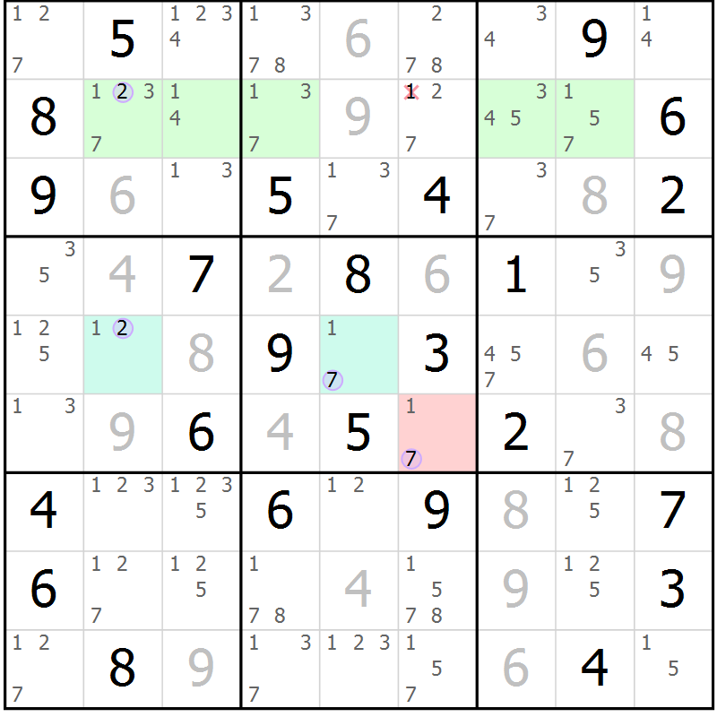 Position des candidats pour la solution de la Gr 56 page 59 du magazine de sudoku Suprême n° 024