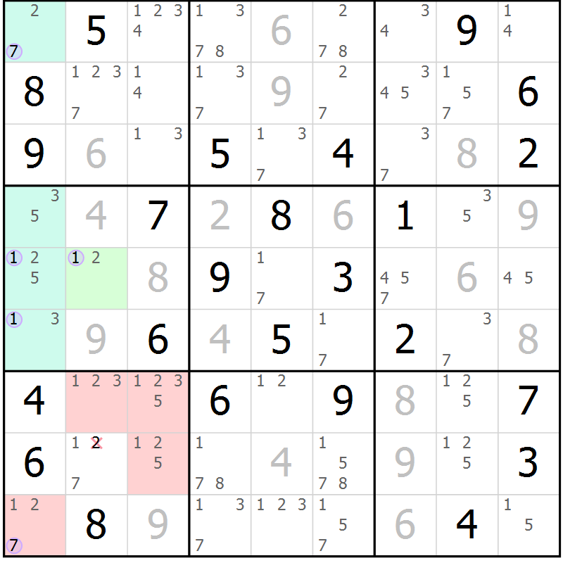 Position des candidats pour la solution de la Gr 56 page 59 du magazine de sudoku Suprême n° 024