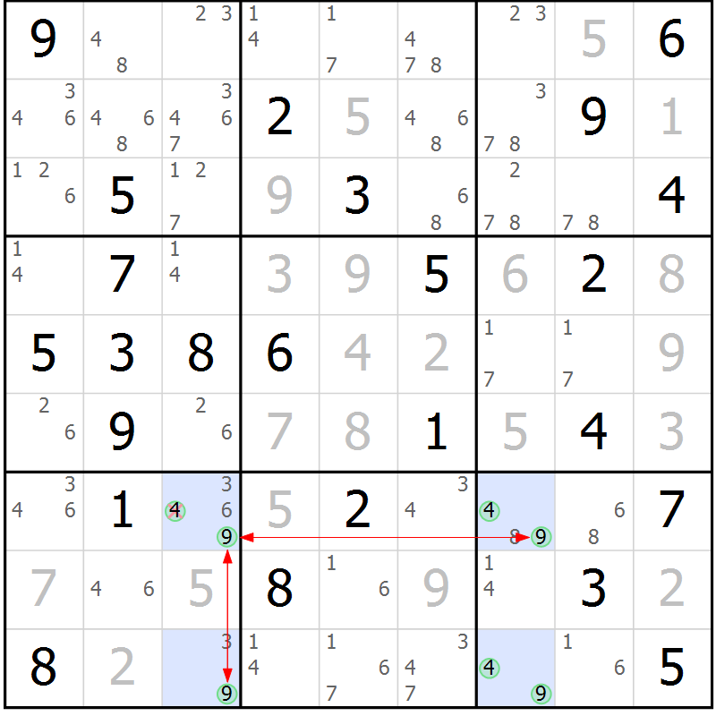 Position des candidats pour la solution de la Gr 59 page 62 du magazine de sudoku Suprême n° 024
