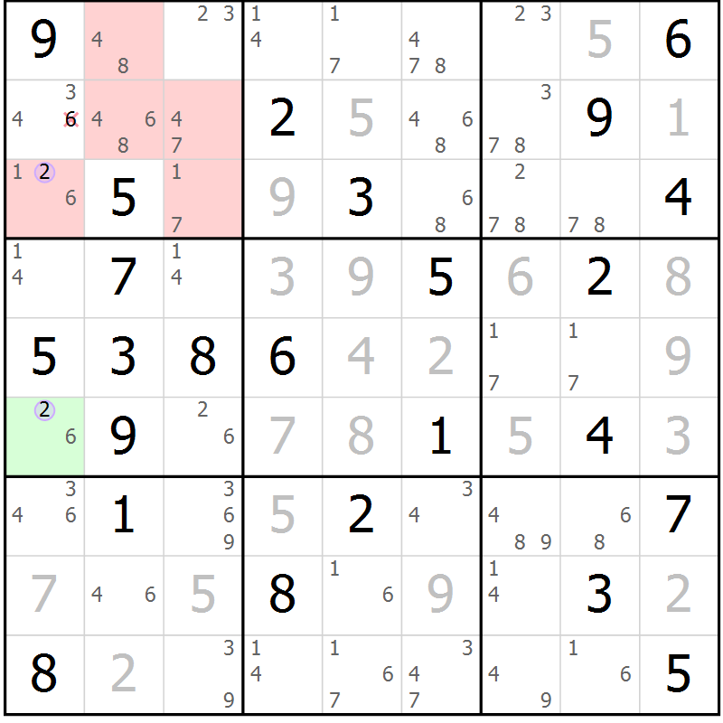 Position des candidats pour la solution de la Gr 59 page 62 du magazine de sudoku Suprême n° 024