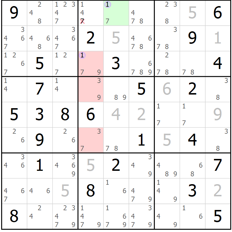 Position des candidats pour la solution de la Gr 59 page 62 du magazine de sudoku Suprême n° 024