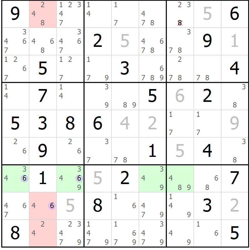 Position des candidats pour la solution de la Gr 59 page 62 du magazine de sudoku Suprême n° 024