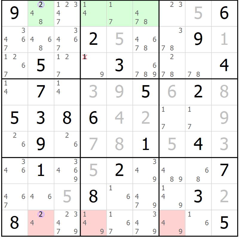 Position des candidats pour la solution de la Gr 59 page 62 du magazine de sudoku Suprême n° 024