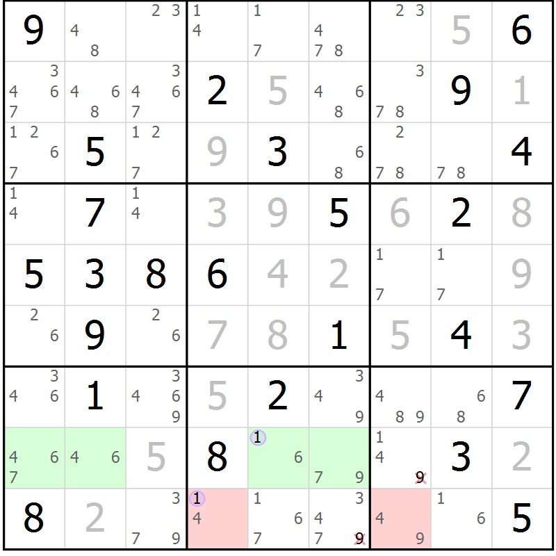 Position des candidats pour la solution de la Gr 59 page 62 du magazine de sudoku Suprême n° 024
