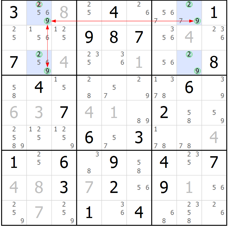 Position des candidats pour la solution de la Gr 61 page 64 du magazine de sudoku Suprême n° 024