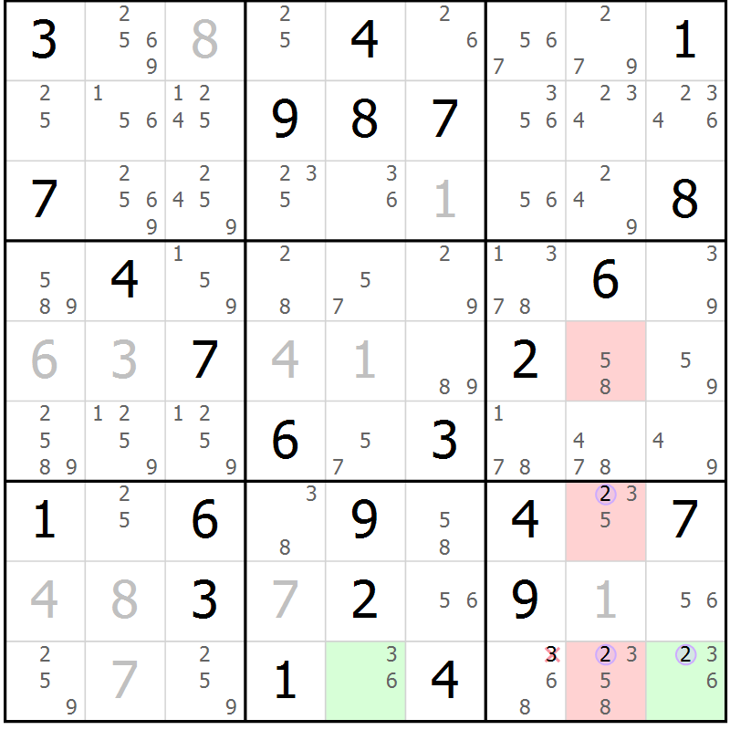 Position des candidats pour la solution de la Gr 61 page 64 du magazine de sudoku Suprême n° 024
