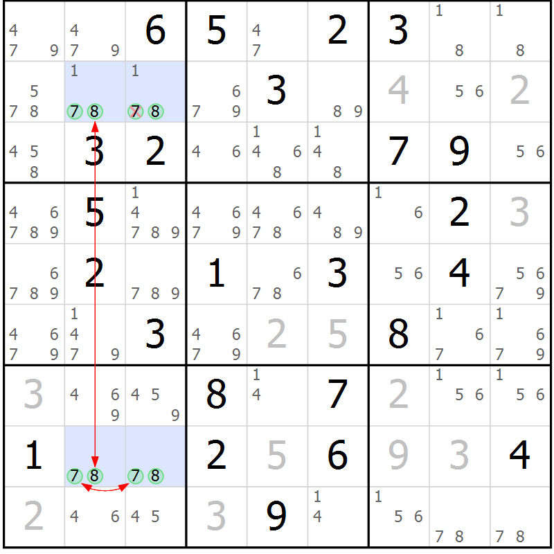 Position des candidats pour la solution de la Gr 62 page 65 du magazine de sudoku Suprême n° 024