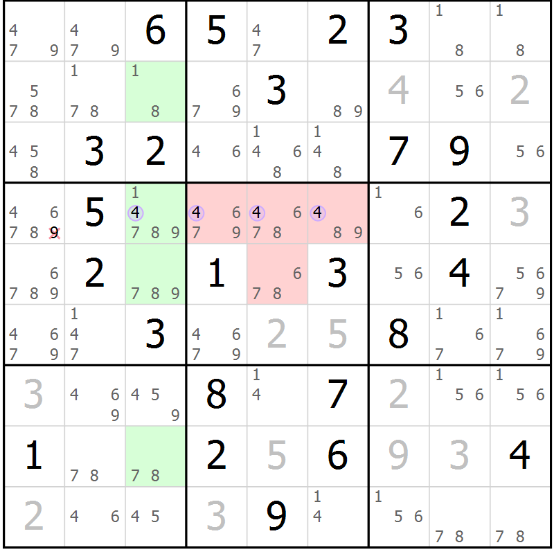 Position des candidats pour la solution de la Gr 62 page 65 du magazine de sudoku Suprême n° 024
