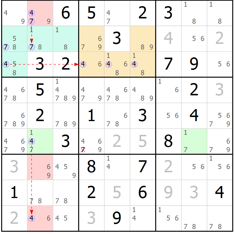 Position des candidats pour la solution de la Gr 62 page 65 du magazine de sudoku Suprême n° 024