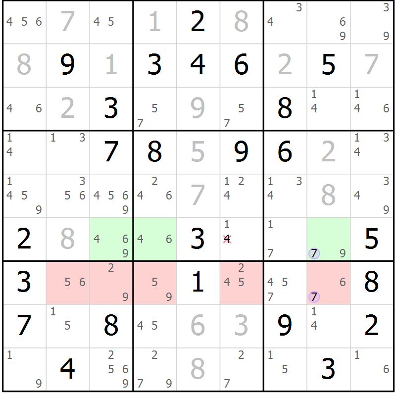 Position des candidats pour la solution de la Gr 63 page 66 du magazine de sudoku Suprême n° 024