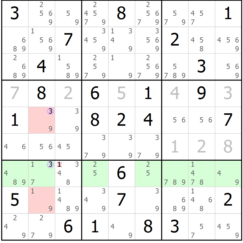 Position des candidats pour la solution de la Gr 65 page 68 du magazine de sudoku Suprême n° 024