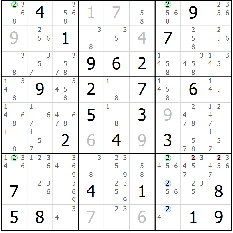 Position des candidats pour la solution de la Gr 66 page 69 du magazine de sudoku Suprême n° 024
