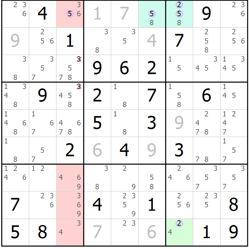 Position des candidats pour la solution de la Gr 66 page 69 du magazine de sudoku Suprême n° 024