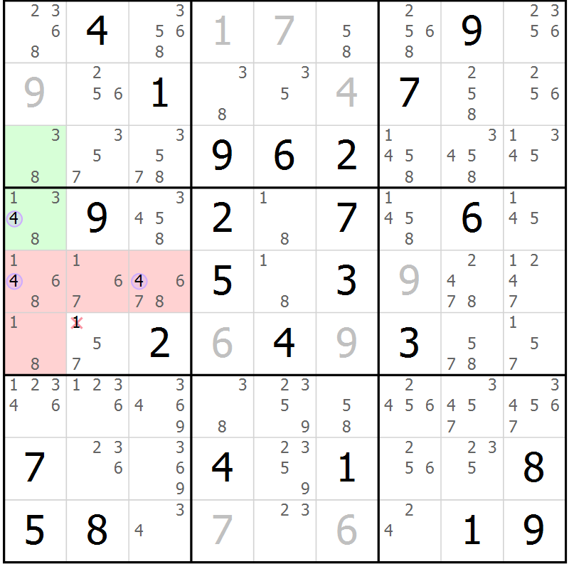 Position des candidats pour la solution de la Gr 66 page 69 du magazine de sudoku Suprême n° 024