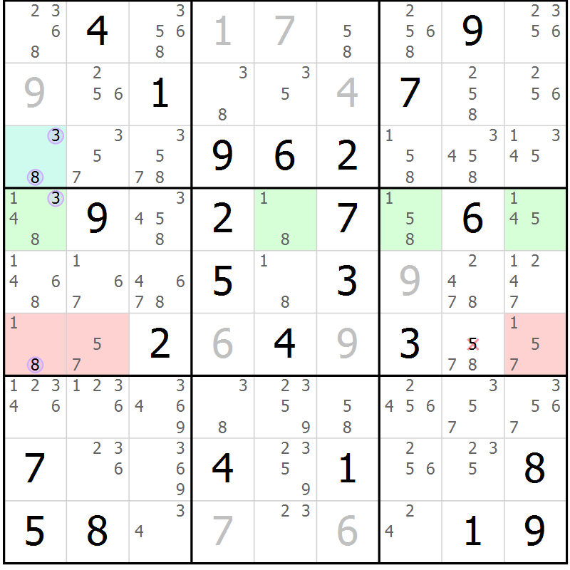 Position des candidats pour la solution de la Gr 66 page 69 du magazine de sudoku Suprême n° 024