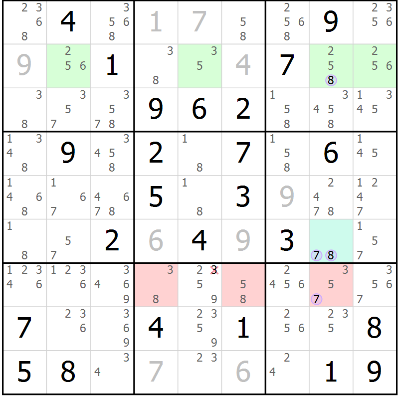 Position des candidats pour la solution de la Gr 66 page 69 du magazine de sudoku Suprême n° 024