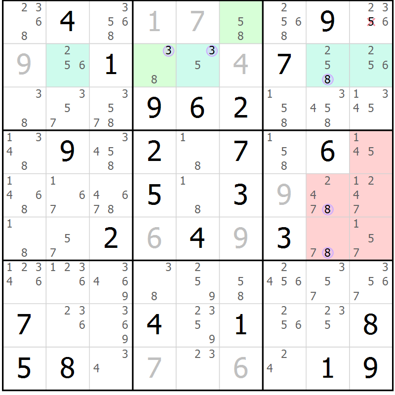 Position des candidats pour la solution de la Gr 66 page 69 du magazine de sudoku Suprême n° 024