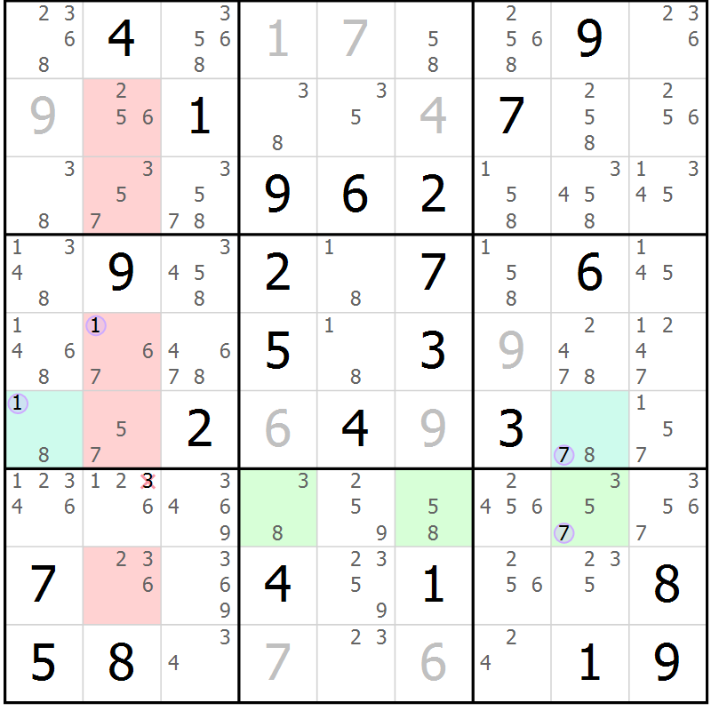 Position des candidats pour la solution de la Gr 66 page 69 du magazine de sudoku Suprême n° 024