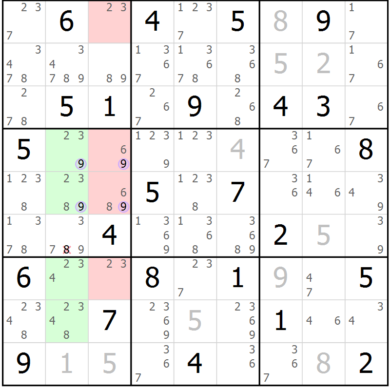 Position des candidats pour la solution de la Gr 67 page 70 du magazine de sudoku Suprême n° 024