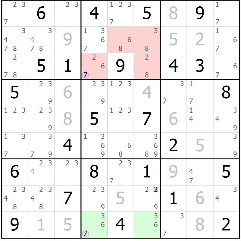Position des candidats pour la solution de la Gr 67 page 70 du magazine de sudoku Suprême n° 024
