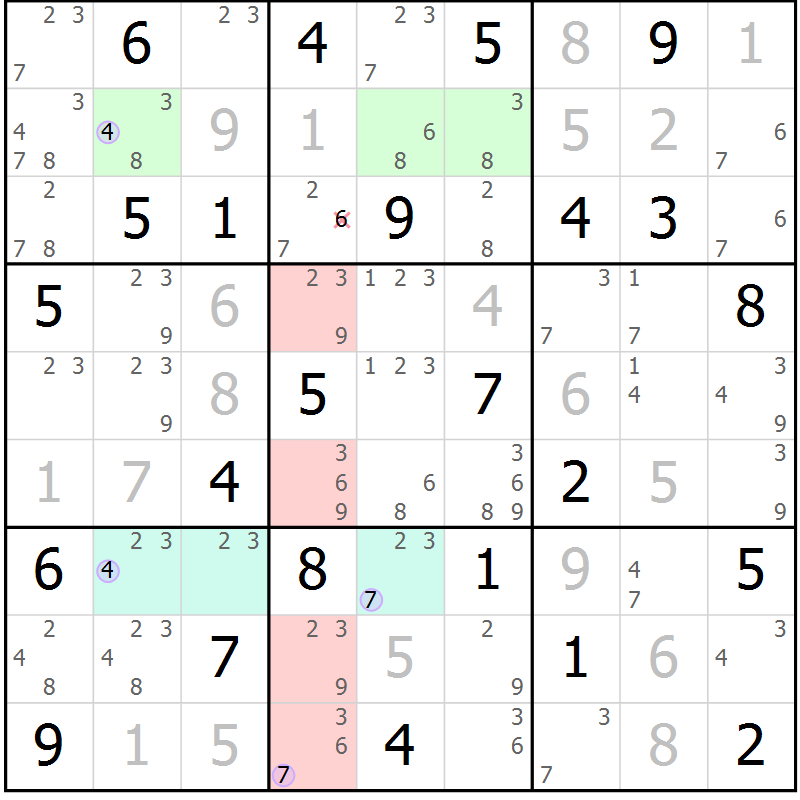 Position des candidats pour la solution de la Gr 67 page 70 du magazine de sudoku Suprême n° 024