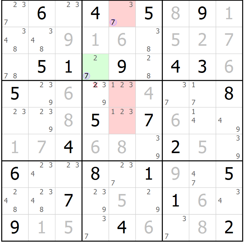Position des candidats pour la solution de la Gr 67 page 70 du magazine de sudoku Suprême n° 024