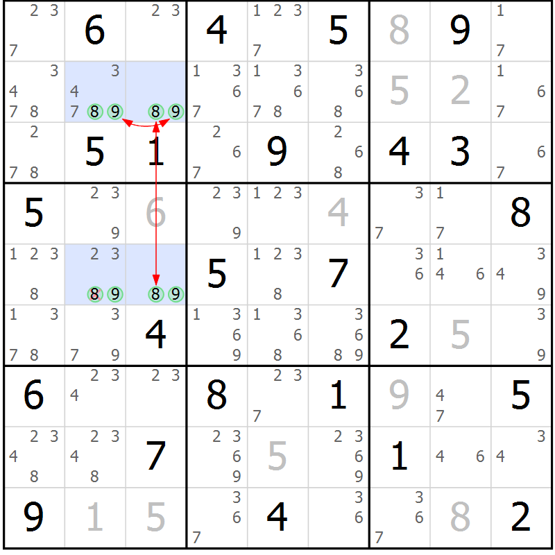 Position des candidats pour la solution de la Gr 67 page 70 du magazine de sudoku Suprême n° 024