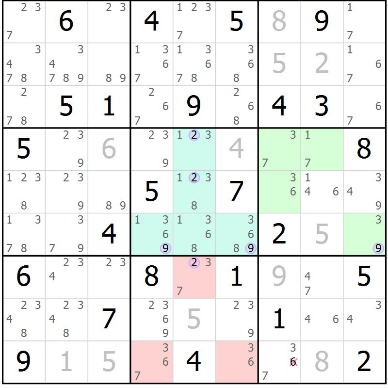 Position des candidats pour la solution de la Gr 67 page 70 du magazine de sudoku Suprême n° 024