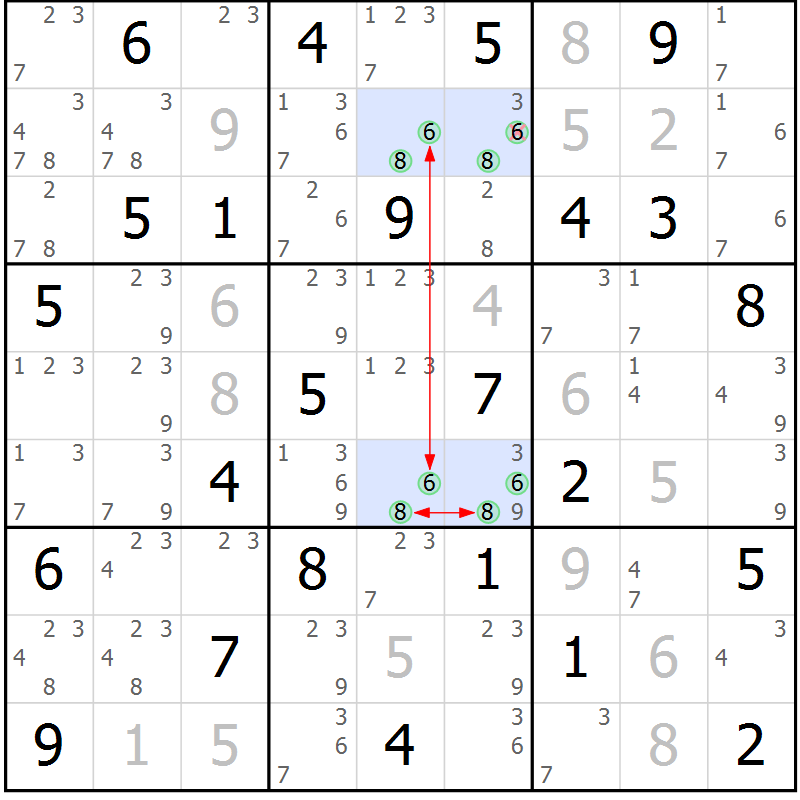 Position des candidats pour la solution de la Gr 67 page 70 du magazine de sudoku Suprême n° 024