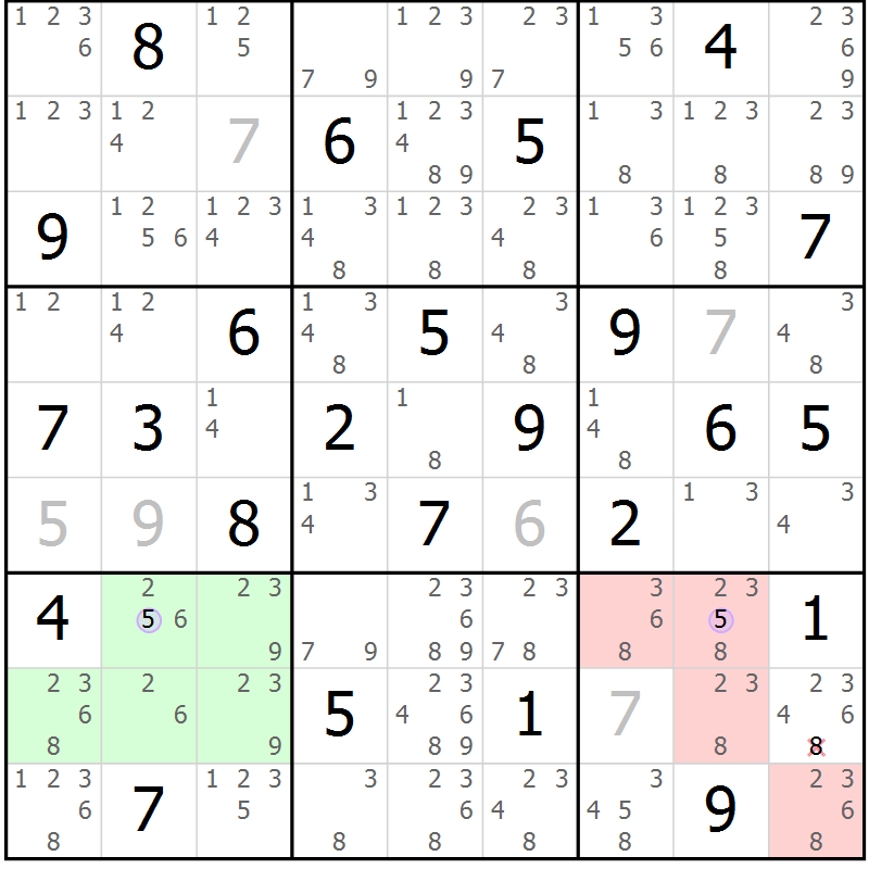 Position des candidats pour la solution de la Gr 68 page 71 du magazine de sudoku Suprême n° 024