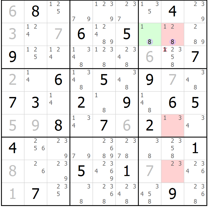 Position des candidats pour la solution de la Gr 68 page 71 du magazine de sudoku Suprême n° 024