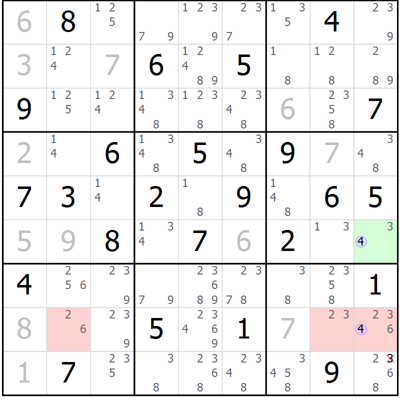 Position des candidats pour la solution de la Gr 68 page 71 du magazine de sudoku Suprême n° 024