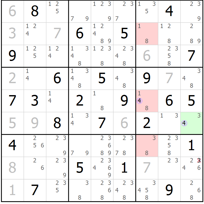 Position des candidats pour la solution de la Gr 68 page 71 du magazine de sudoku Suprême n° 024