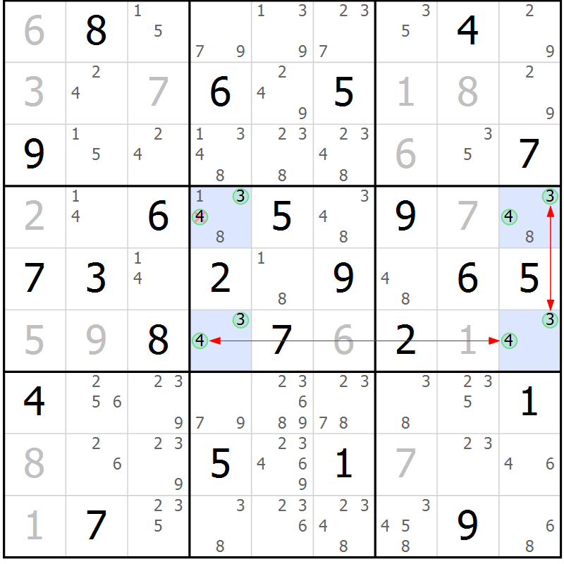 Position des candidats pour la solution de la Gr 68 page 71 du magazine de sudoku Suprême n° 024