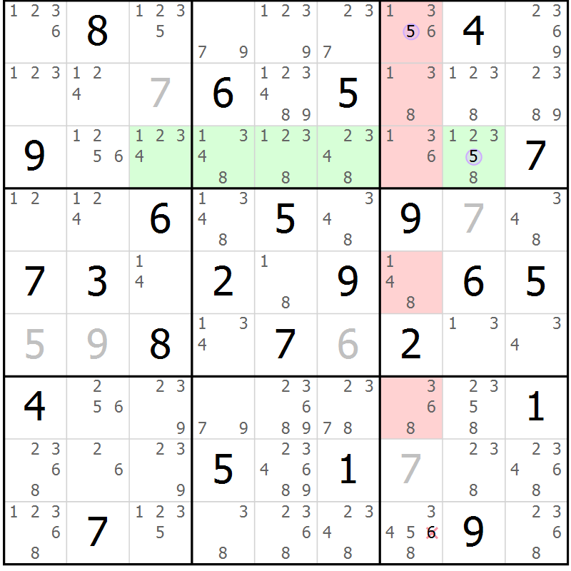 Position des candidats pour la solution de la Gr 68 page 71 du magazine de sudoku Suprême n° 024