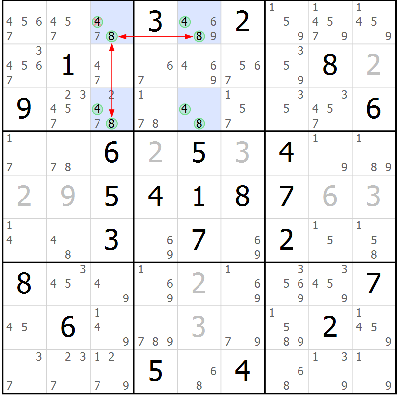 Position des candidats pour la solution de la Gr 69 page 72 du magazine de sudoku Suprême n° 024