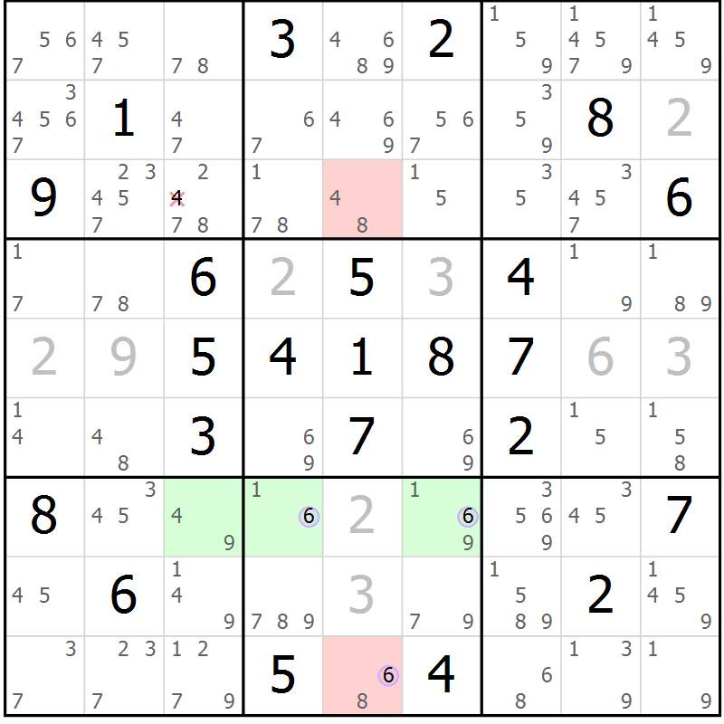 Position des candidats pour la solution de la Gr 69 page 72 du magazine de sudoku Suprême n° 024
