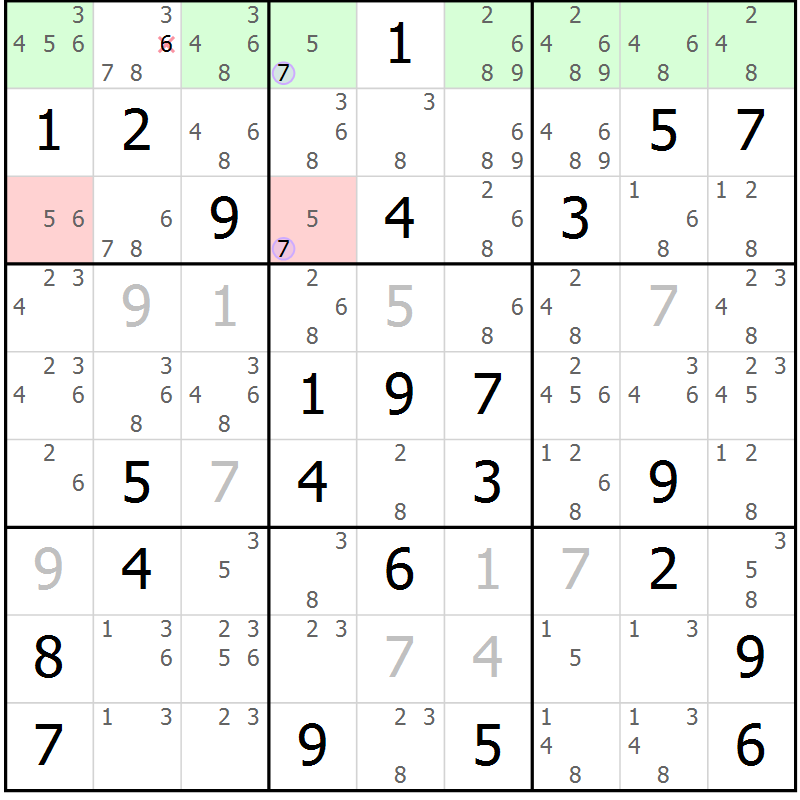 Position des candidats pour la solution de la Gr 71 page 74 du magazine de sudoku Suprême n° 024