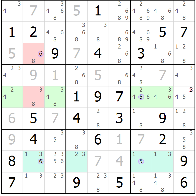 Position des candidats pour la solution de la Gr 71 page 74 du magazine de sudoku Suprême n° 024