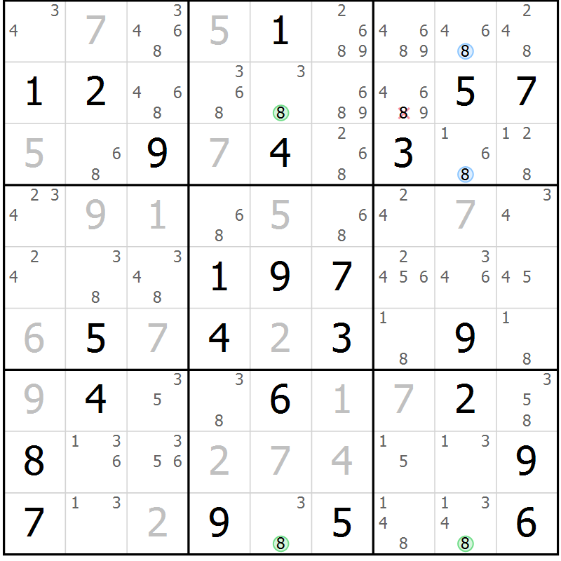 Position des candidats pour la solution de la Gr 71 page 74 du magazine de sudoku Suprême n° 024